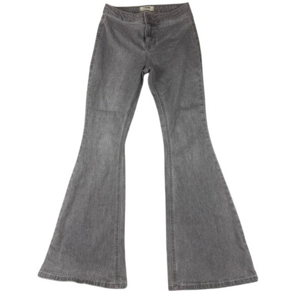 Rock & Roll Denim Jeans Women's 27‎ Bargain Button Flare Grey Bell Bottom